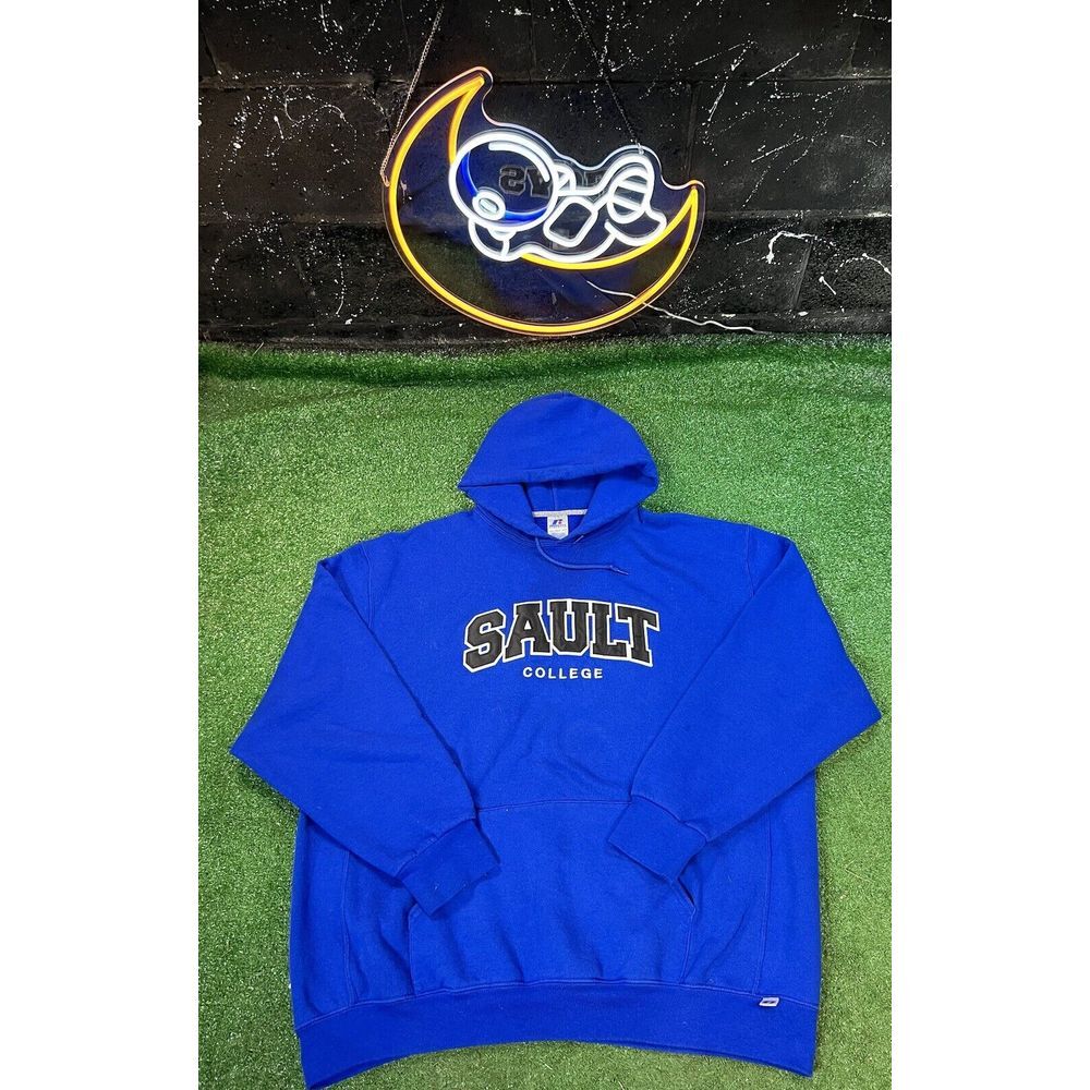 Vintage Russell Sault College Blue Hoodie Sweatshirt Adult Size XXL 2XL